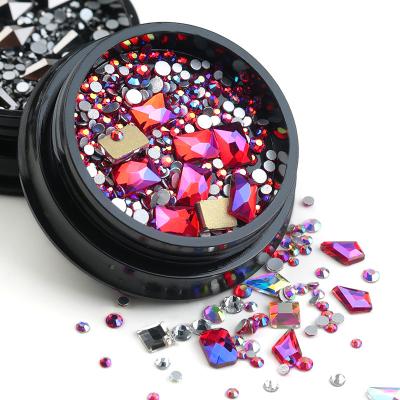 China Easy Apply Flat Bottom 3D Glass Crystal Multi-Shape Rhinestones Nail Art Mixed Rhinestones for sale