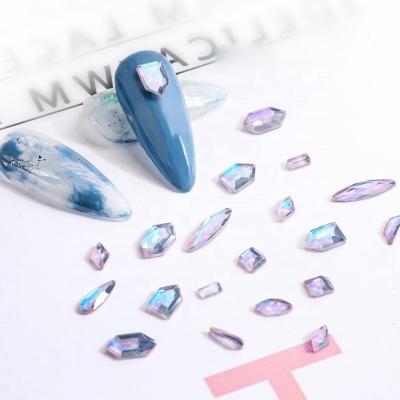 China Easy Apply Mix Crystal Aurora Glamor Purple Nail Art Shaped Nail Drill DIY Nail Art Jewelry Rhinestones for sale