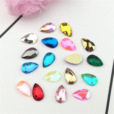 China Easy Apply Flatback Nail 3D Rhinestone 5.5*8mm Drop Glass Crystals Use For Nail DIY Decorations Rhinestones for sale