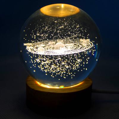 China Modern Party Gift 3d Moon Crystal Ball Ningt Light 3d Decorative Creative Moon Night Lamp with Rotating Light Base for sale