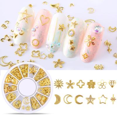 China Easy apply new nail jewelry star moon rivet alloy cavity nail decoration explosive rivet jewelry for sale