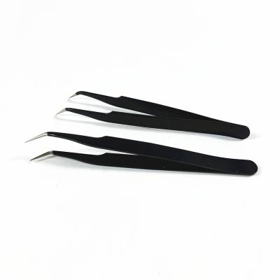 China Durable Industrial Black Stainless Steel Precision Metal ESD Tweezers For Electronic ESD-15 for sale