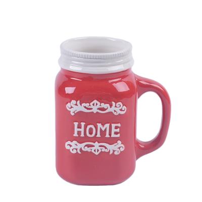 China Viable Mason Jar Shape 12oz Ceramic Mug for sale