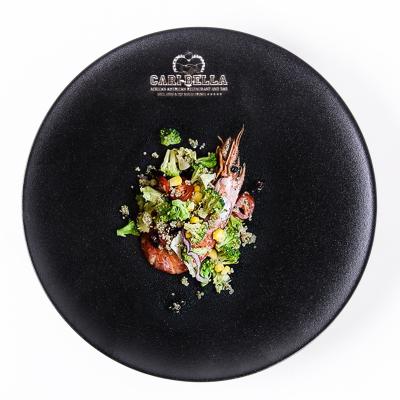 China Matte Ceramic Plates Personal Plates Disposable Black Salad Fruit Dish for sale