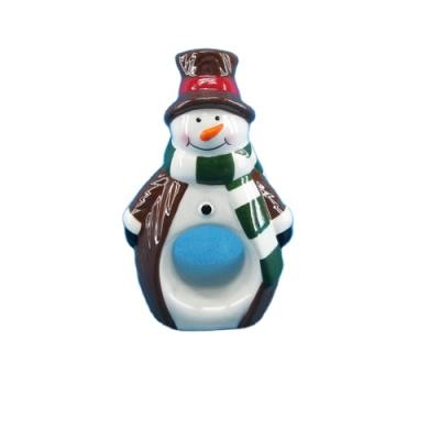 China Sustainable Christmas Napkin Holders, Ceramic Snowman Napkin Ring for sale