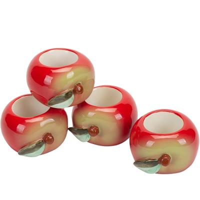 China Customized Creative Personalized Apple Shaped Ceramic Napkin Ring Viable for sale