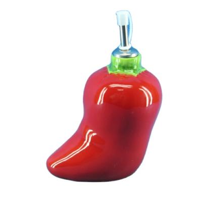 China High Quality Microwavable Chili Shape Ceramic Serving Condiment Bottle for sale