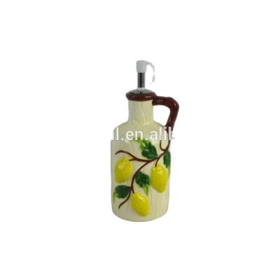 China With olive pattern the wholesale of Chinese new 2020 lemon printing ceramic olive oil bottle for sale