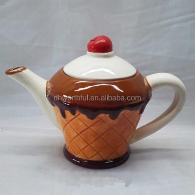 China Viable decorative ice cream shaped ceramic personalized teapot for wholesale for sale