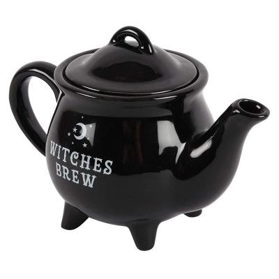 China Viable Wholesale Witches Brew Black Ceramic Teapot Ceramic Witch's Cauldron for sale