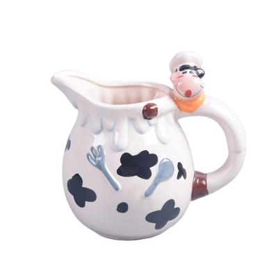 China Viable Delicacy Printing High Quality Cow Ceramic Pitcher for sale