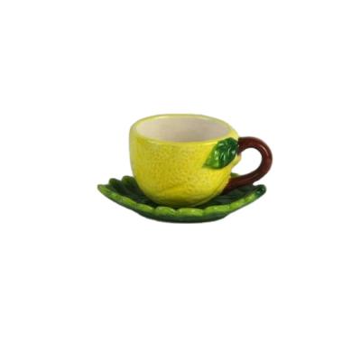 China Excellent Sustainable Lemon Shaped Ceramic Coffee Cup With Saucer For Wholesale for sale