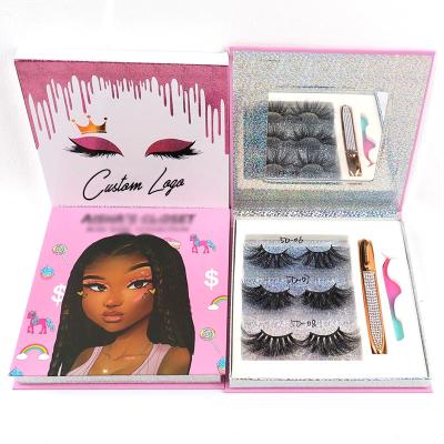 China Custom Packaging High Quality Natural 25Mm Handmade Fluffy 3D Mink Eyelash And Boxes for sale