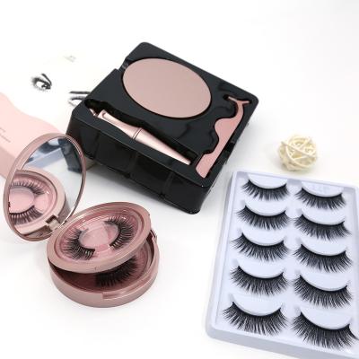 China Natural long false eyelash sets 10 pieces magnet eyelash magnetic pesta as magneticas magnetic lahes wholesale supplier for sale