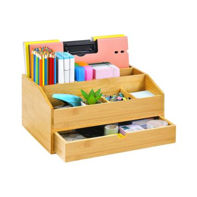 China Movable/Eco-friendly/Reusable/Durable Office School Storage 100% Natural Bamboo Storage Rack With Drawer for sale