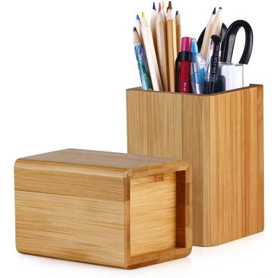 China Movable/Eco-friendly/Reusable/Durable High Quality Bamboo Wooden Desk Pen Holder Under Desk Organizer for Home Office Studio School Classroom for sale