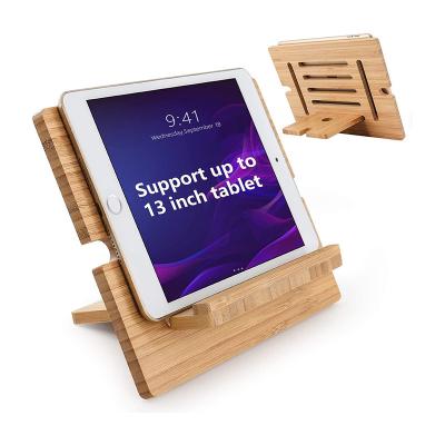 China Movable/Eco-friendly/Reusable/Durable Tablet Holder Stand Bamboo Tablet Holder Stand Mobile Adjustable Flat Flexible Mount for sale