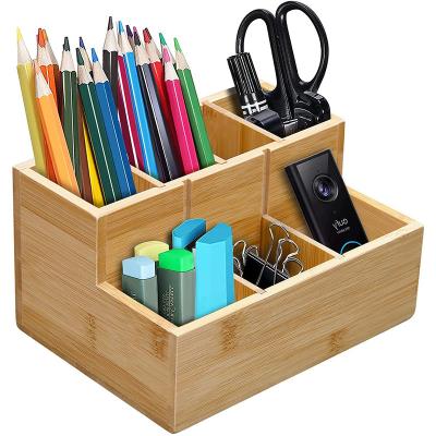 China Organizer With Mobile / Eco-friendly / Reusable / Environmentally Durable Mesh Desk Organizer Bamboo Desk 7 Total Compartments In 2 Tiers for sale