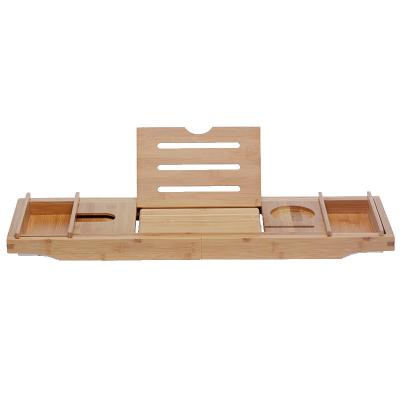 China Multifunctional Sustainable Bath Tub Tray For Bathtub Bamboo Bathtub Natural Bath Cart Trolley for sale