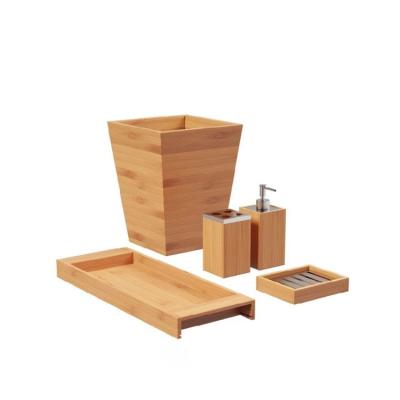 China Wholesale Viable High Quality 100% Natural Bath Bamboo Accessory Trademark Innovations Trolley For Bathroom Accessories Set for sale