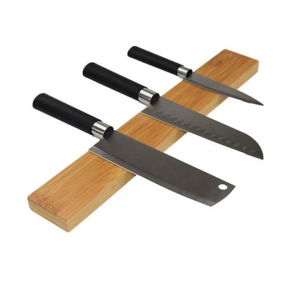 China Wall Mounted Bamboo Magnetic Knife Holder Stand Wooden Knife Block Stand For Kitchen for sale