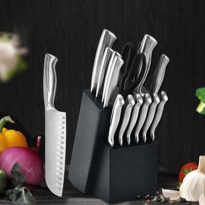 China 14 Pcs Stainless Steel Japanese Messer Set Viable Santoku Chef Set Kitchen Knife Set With Wood Holder for sale