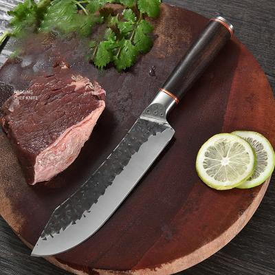 China Viable Forge Wooden Chef Knife Hammer Stainless Steel Japan Steel Meat Butcher Knife Manufacturers for sale