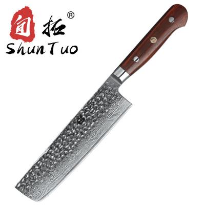 China Viable High Quality Layers Of SHUNTUO 67 Damascus Steel Nakiri Knife With Handle Group Of Ten for sale