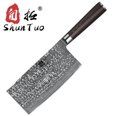 China SHUNTUO Viable 7 Inch Japanese Damascus Kitchen Steel Meat Cleaver Cutting Knife for sale