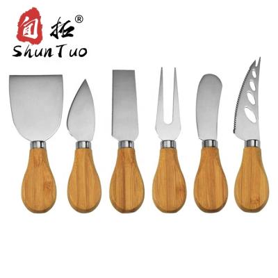 China Sustainable Professional Customize Cook Tool 6pcs Gold Knives Stainless Steel Cartoon Best Knife Set Jam Butter Spreader Cheese Bamboo for sale