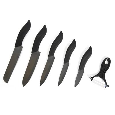 China Viable ABS Handle 6 Pcs Black Japanese Wholesale High Quality Ceramic Apple Peeler Kitchen Zirconia Fruit Knife for sale