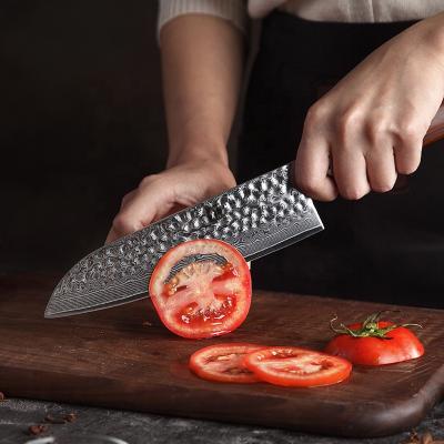 China Cheap Viable 9.5 Inch Hand Hammered 67 Layers High Carbon Japanese Steel Kitchen Chef Knife Damascus for sale