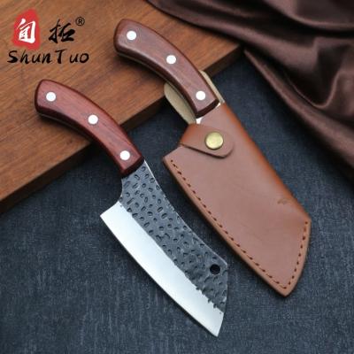 China Mirror Light Blood White Sandalwood Butcher Stainless Steel Viable Hammered Meat Cleaver 7