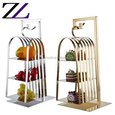 China Viable supply equipment buffet wedding birdcage dessert cupcake display rack with hanging rack display gold birdcage cake stand for sale