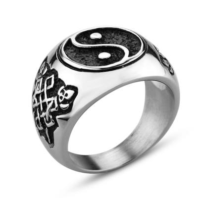 China Wholesale Customized Ying And Yang Stainless Steel Men's Jewelry Ring 2021 Stainless Steel Punks Silver Ring for sale