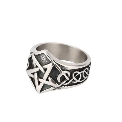 China Hiphop Viking Stainless Steel Ring Fashion Personality Punk Retro Titanium Fairy Tale Viking Steel Man for sale