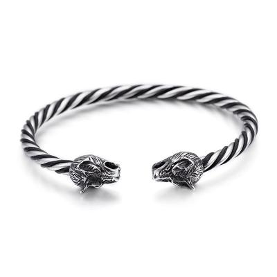 China European stainless steel men's titanium steel bracelet punk animal head lion head bracelet fashion for sale