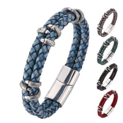 China Trendy Trendy Stainless Steel Bracelet Personality Men Women Leather Jewelry Couple Bracelets & Bangles for sale