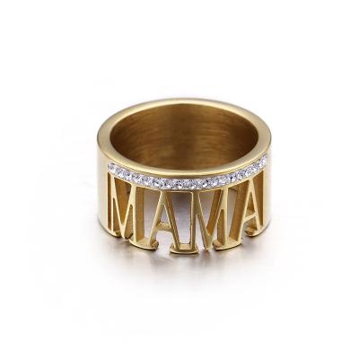 China CLASSIC MOM Ring Alphabetic Ring Gift Wholesale Stainless Steel Gold Ring Mom Gift for sale