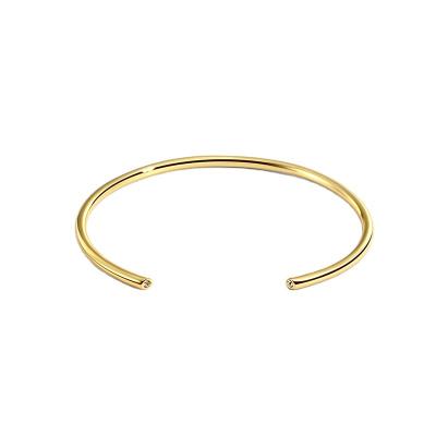 China Open Cuff Bangle Bracelet Women Gold Plated Round Empty Smooth Brass Simple Romantic Plain European Style for sale