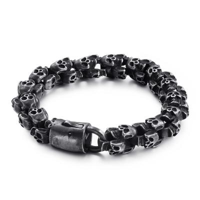 China Retro CLASSIC Titanium Steel Men's 316L Stainless Steel Ghost Main Bangle Skull Bracelet for sale