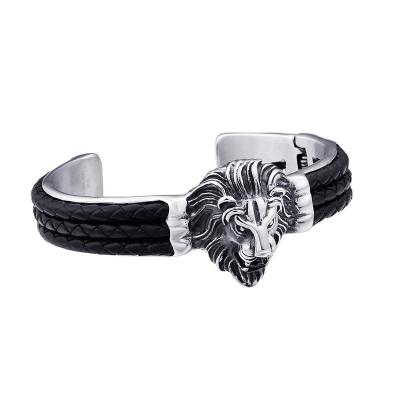 China Fashion CLASSIC creative open men's stainless steel lion head stainless steel dominion style bracelet for sale