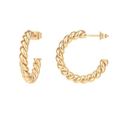 China Big Big Cute Thick Chunky Earring Fashion 18K Gold Plated Stainless Steel Jewelry Hoop Earrings for sale