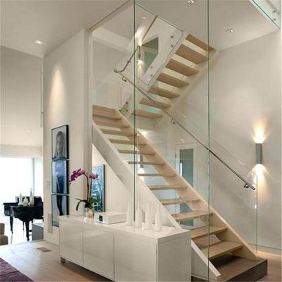 China Modern Stairs Railing Wall Mounted With Straight Staircase Glass Railing for sale