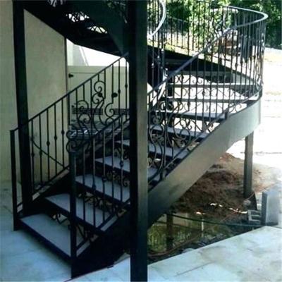 China Modern Modern Staircase Iron Steel Stairs With White Black Post Rod Bar Railing for sale