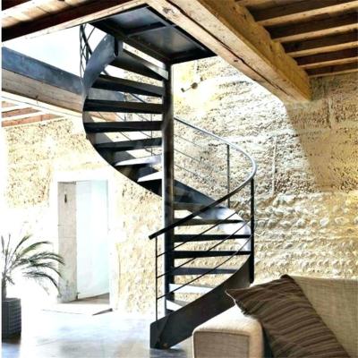 China Indoor Staircase Case Fencing Wrought Iron With Stanless Steel Rod Bar Fencing Spiral Staircase for sale