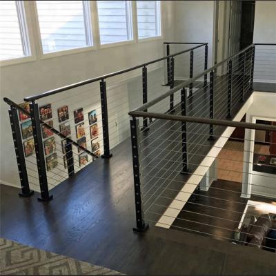 China DAIYA Modern Customized Black 2x2 Cable Rail Post With Top Railing Steel Cable Deck Railing System for sale