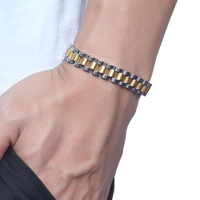 China Handmade Bangle Men Bracelets Stainless Steel Jewelry Silver 22cm Long 10mm Wide Gold Rose Gold Blue and Black for sale