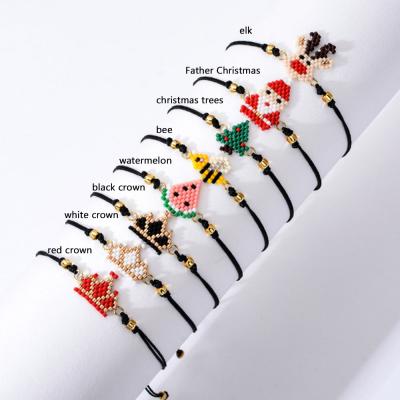 China Handmade Handmade Glass Seed Beads Elk Deer Father Christmas Wreath Series Jewelry Beads Bohemian Bracelet for sale