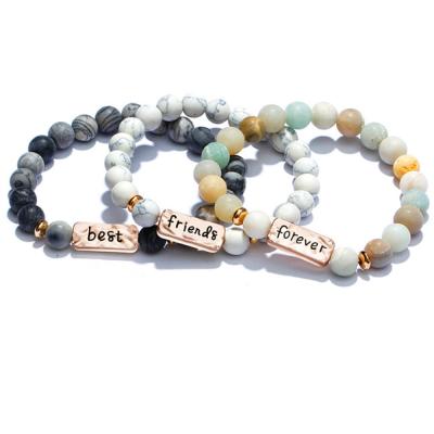 China Fashion Handmade Gemstone Beads Beaded Best Friends Forever Charm Bracelets Friendship Boho Sets for sale